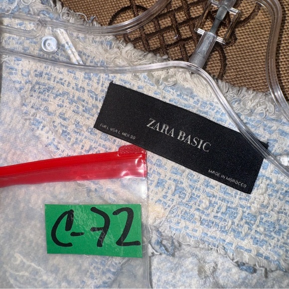 Zara NWT! Blue Kate Middleton Style Tweed Jacket In Light Blue Size L - Picture 9 of 16